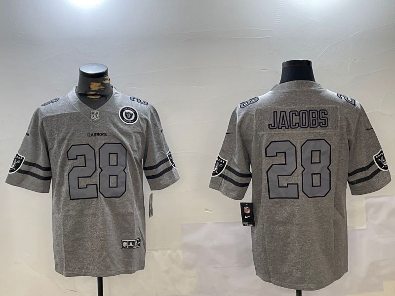 Men Oakland Raiders #28 Jacobs Grey Throwback 2024 Nike Limited NFL Jersey style 2->oakland raiders->NFL Jersey